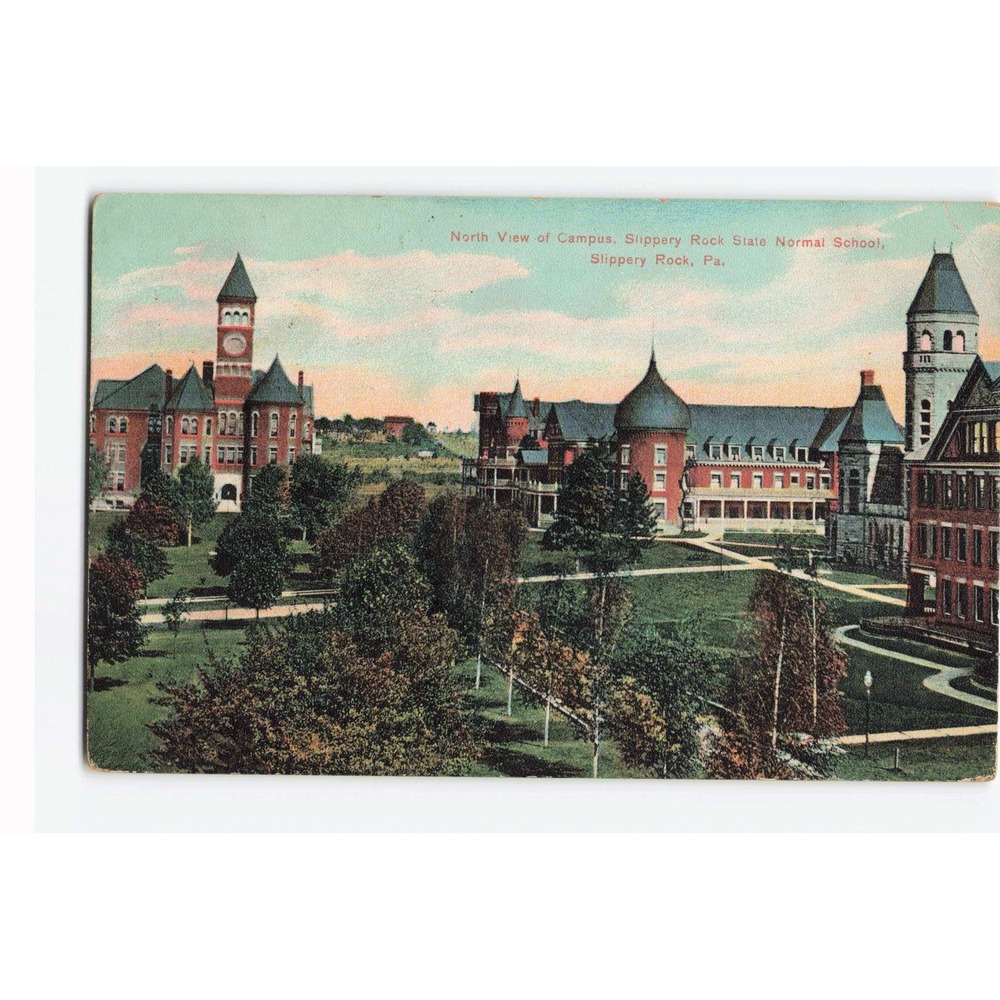 Vintage 1909 Slippery Rock State Normal School PA Postcard Litho-Chrome Campus